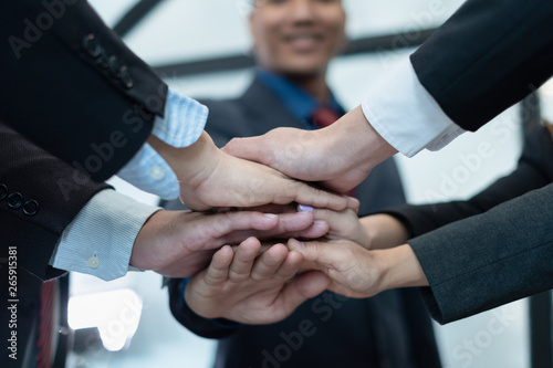 Wallpaper Mural business people put their hands together.businesspeople celebrating in office success deal business, business concept, business success concept Torontodigital.ca
