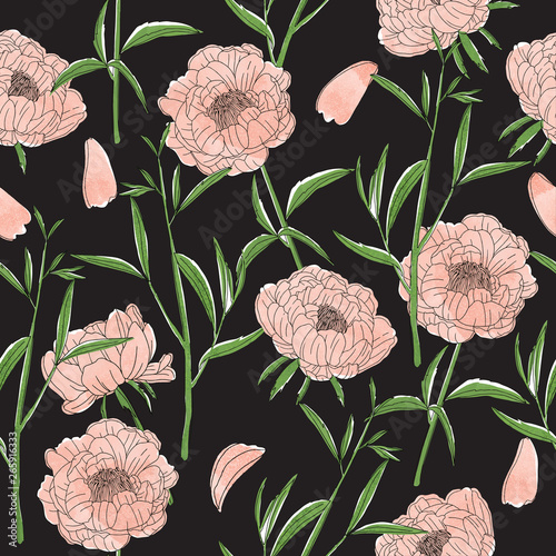 pink peonies seamless pattern perfect for fabric textile wallpaper wrappaper background