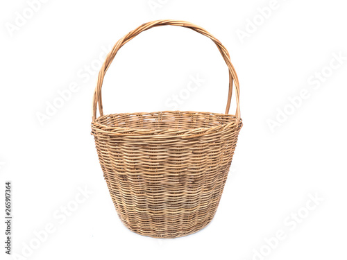 Wicker baskets isolated on white background.Used for storing items and reduce the waste of plastic bags.