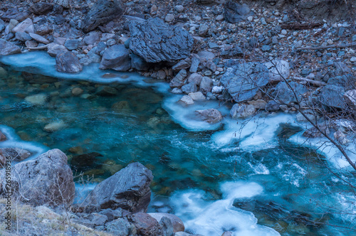 frozen stream flowing