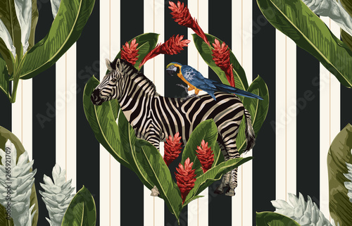 Vintage Beautiful and trendy Seamless Tropical Summer Pattern design in super high resolution. Pattern Decoration Texture. Vintage Style Design for Fabric Print, Wallpaper Background.