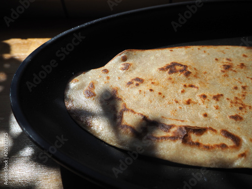 delicious buckwheat pancakes baked in a pan