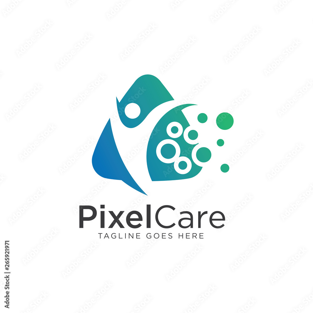 Fototapeta premium Pixel Care Logo - Vector logo template