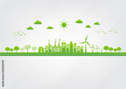 Green city  World environment and sustainable development concept  vector illustration