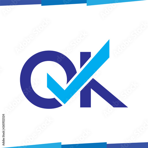 OK Initial Letter with tick Logo Icon Vector template