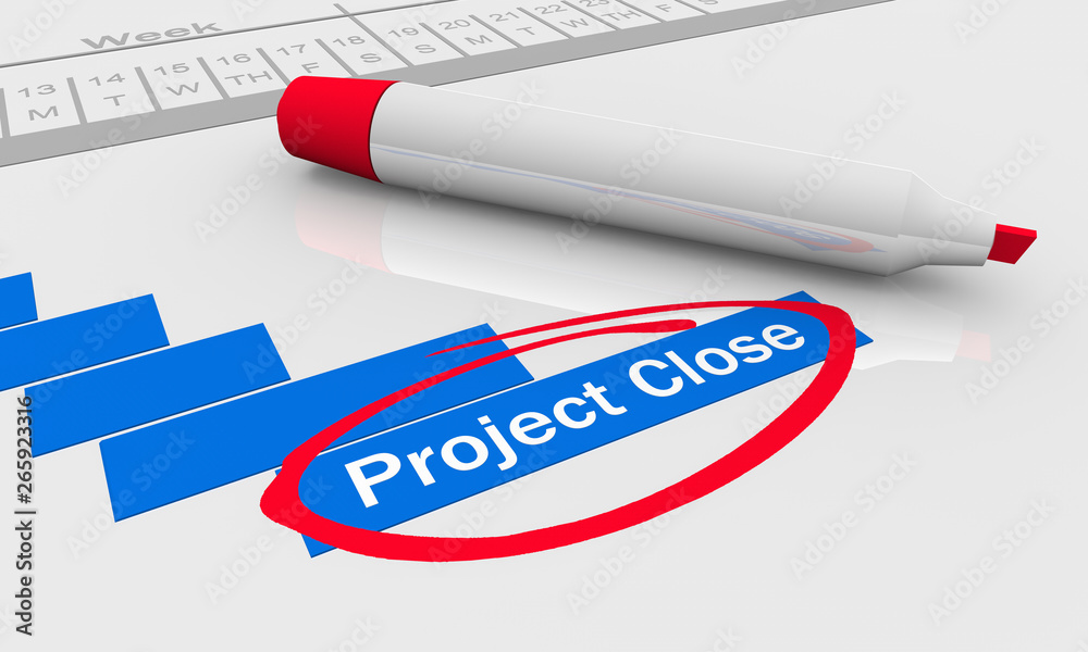 Obraz premium Project Close Final Steps Stage Process Job Task Chart 3d Illustration