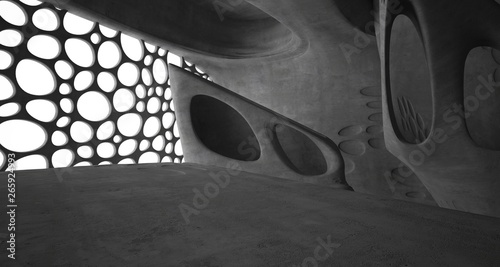Obraz na płótnie Empty dark abstract concrete smooth interior . Architectural background. 3D illustration and rendering w salonie