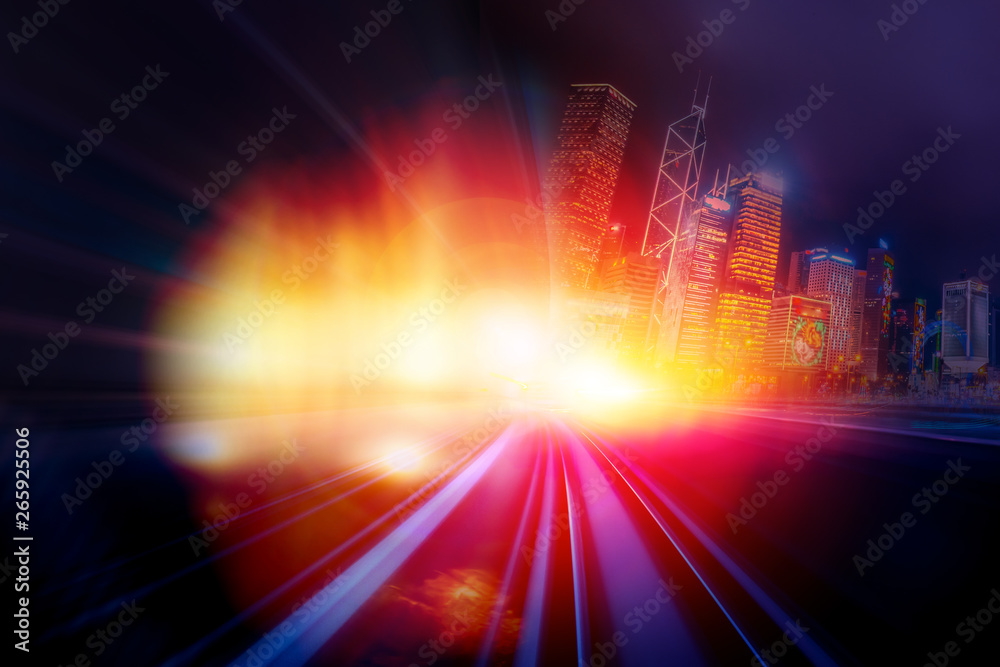 Abstract speed technology background with Hong Kong City night scenes Abstract speed technology background with Hong Kong City night scenes