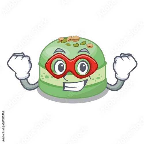 Super hero pistachio cake in the cartoon fridge