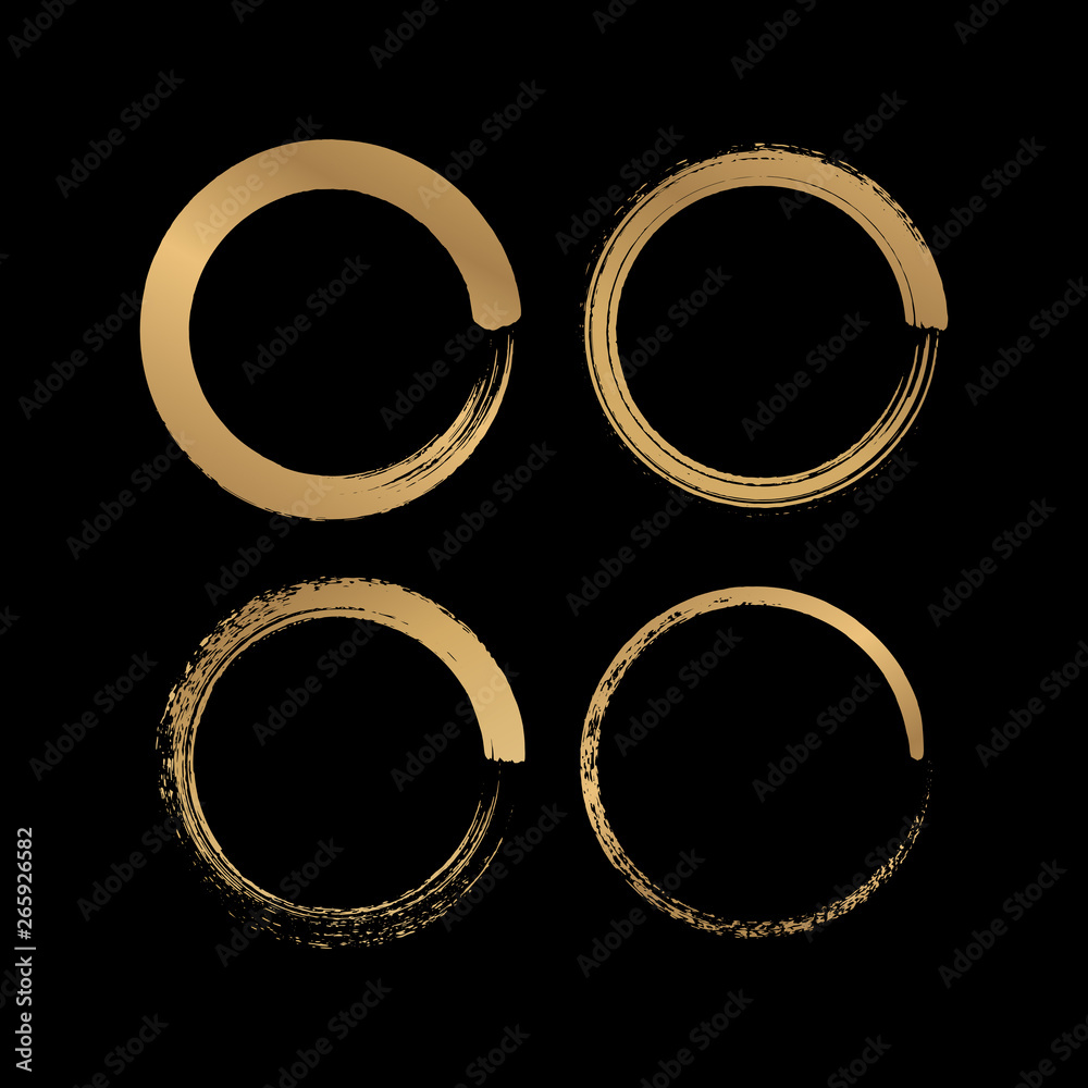 Grunge circle brush stroke. Hand drawn vector gold frames set. Grunge circle brush stroke. Hand drawn vector gold frames set.