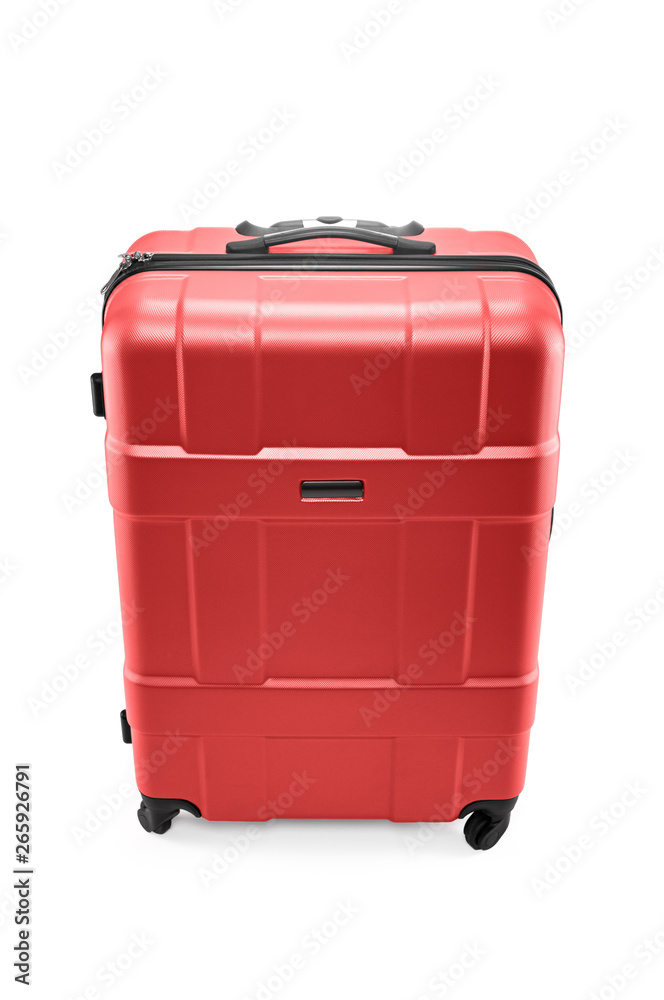 Plastic red travel bag isolated on white background Plastic red travel bag isolated on white background