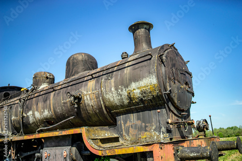 Abandoned steam train, sunny day, Croatia