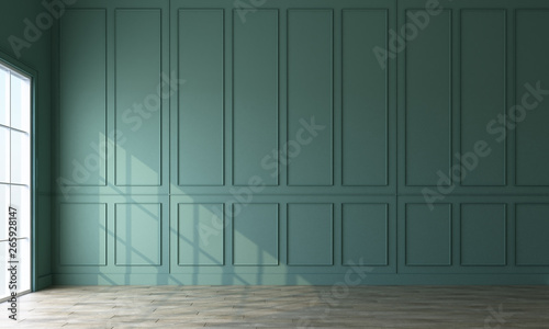 Fototapeta Naklejka Na Ścianę i Meble -  Modern classical pattern wall decorate and woodern floor. 3d rendering