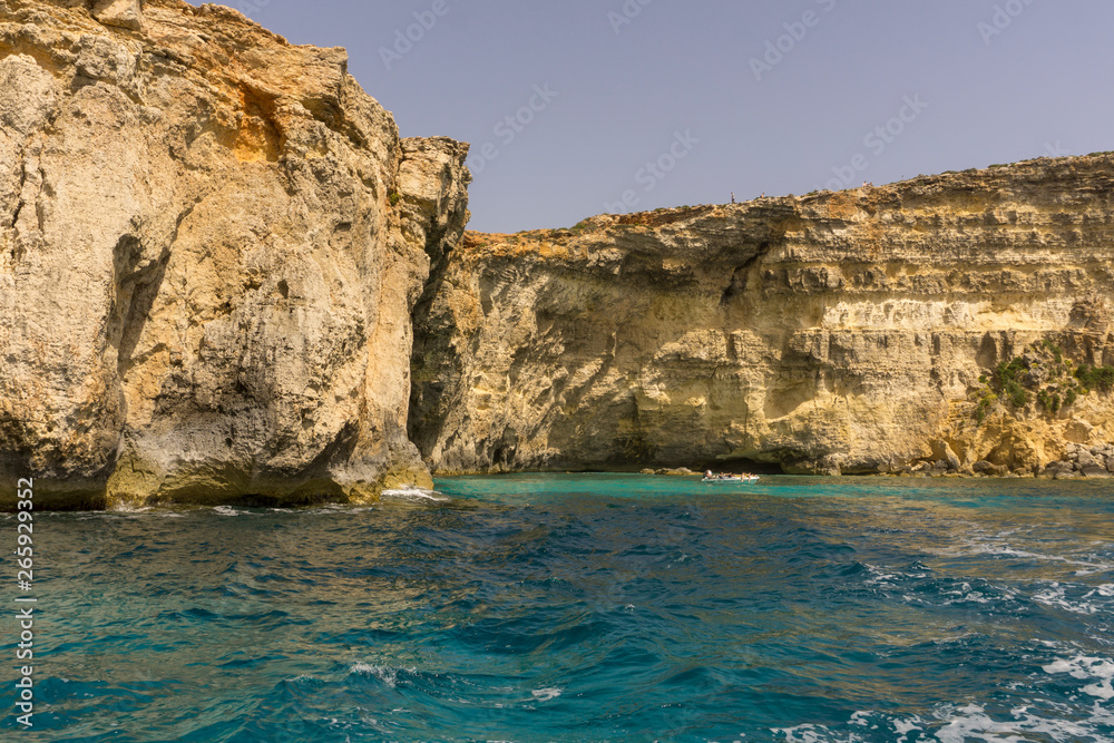 cliff in the sea. Gozo island in Malta