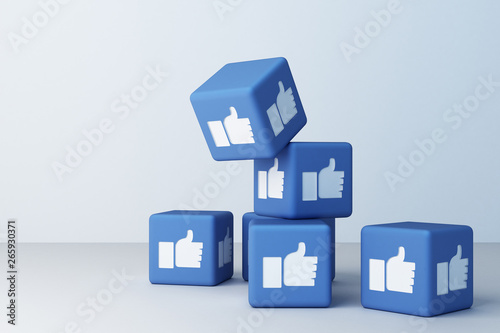 Like facebook 3d box with white background. 3d rendering