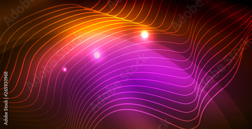 Color neon lights with waves abstract background