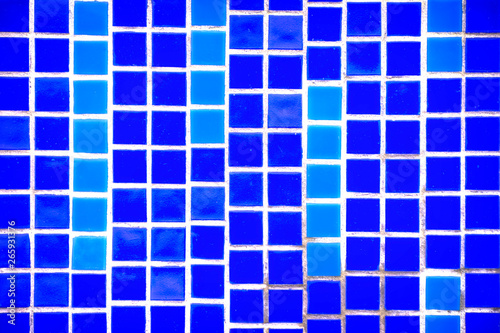 Blue ceramic mosaic tiles. Mosaic as decorative background.