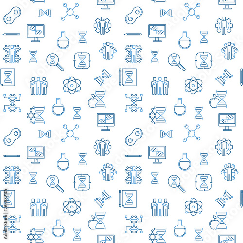 Cloning and Science concept vector creative linear seamless pattern or background