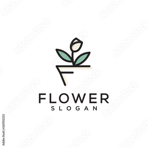 flower pot vector logo design