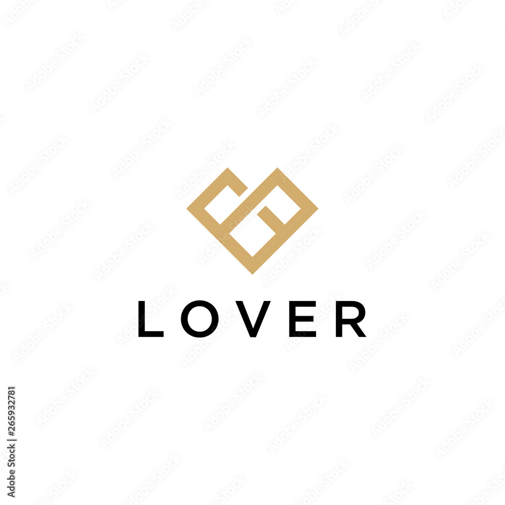 geometric love vector logo design