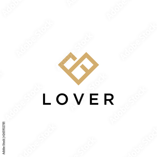 geometric love vector logo design