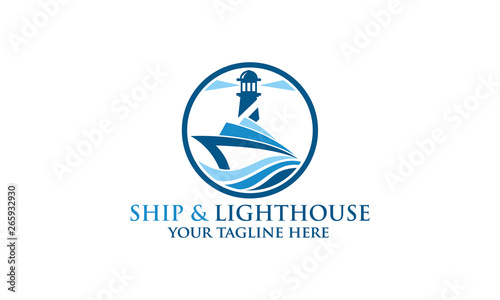 Free Download Ship _ Lighthouse Logo - GFXLoad