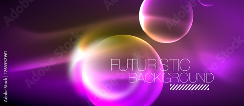 Vector glowing neon circles abstract background