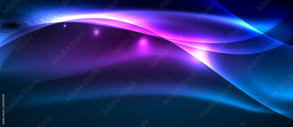 Glowing abstract wave on dark, shiny motion, magic space light. Techno abstract background Glowing abstract wave on dark, shiny motion, magic space light. Techno abstract background