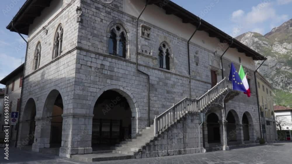 city hall of Venzone in italy, village in friuli-venezia giulia reconstructed after the terrible earthquake of 1976 city hall of Venzone in italy, village in friuli-venezia giulia reconstructed after the terrible earthquake of 1976