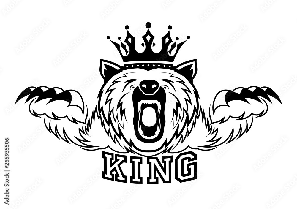 angry bear with a crown on his head