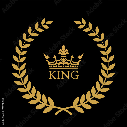 Heraldic symbol crown in laurel leaves.
