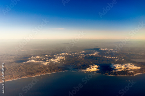 Flying above North Island of New Zealand