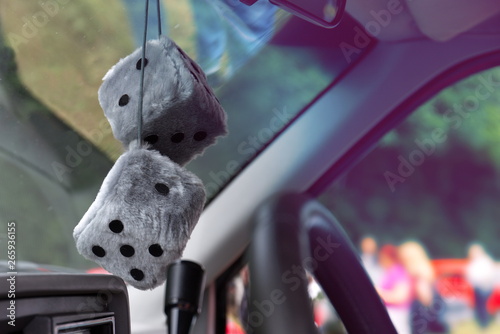 Obraz na płótnie fuzzy dice - Plüschwürfel