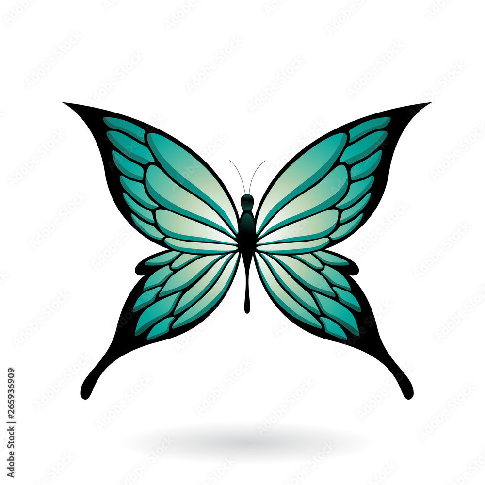 Persian Green Butterfly With Spiky Wings Illustration