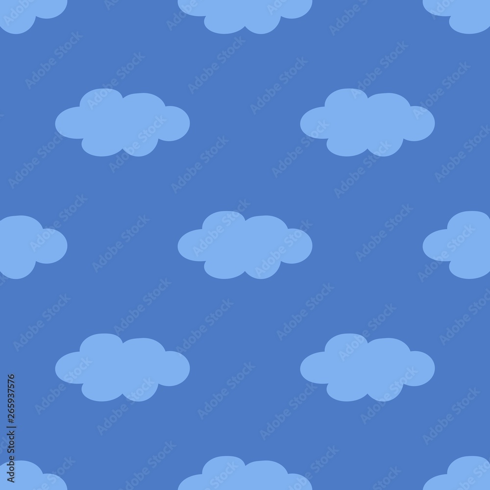 Cute child seamless background with clouds pattern .