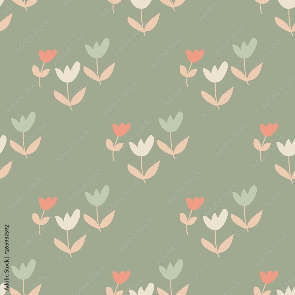 Cute floral seamless background with simple pattern Cute floral seamless background with simple pattern