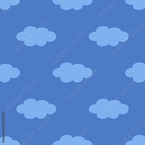 Cute child seamless background with clouds pattern . © Chikpic