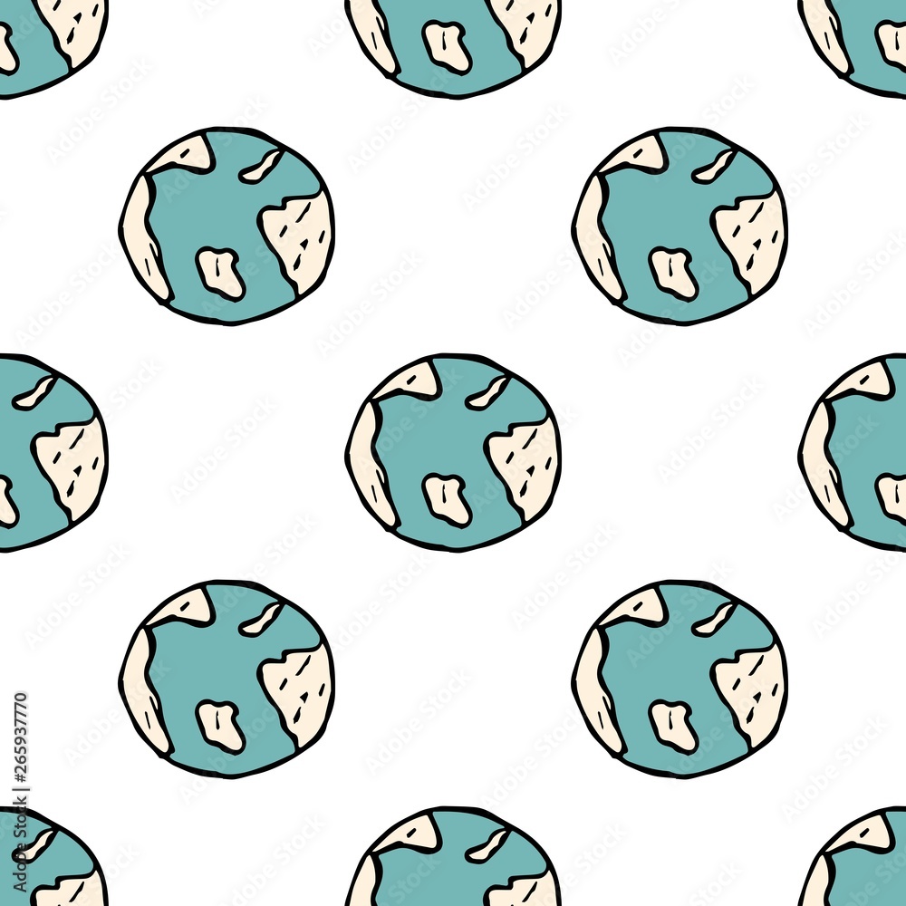 Seamless pattern with repeating image of planet Earth, cute background. Universal fashion design for fabric, interior, covers, children's products and other things. Seamless pattern with repeating image of planet Earth, cute background. Universal fashion design for fabric, interior, covers, children's products and other things.