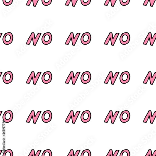 Seamless pattern from the word no. Creative background. Universal fashion design for fabric, interior, covers, baby products, poster and other design.