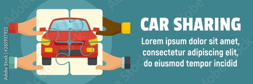 Car sharing concept banner. Flat illustration of car sharing vector concept banner for web design