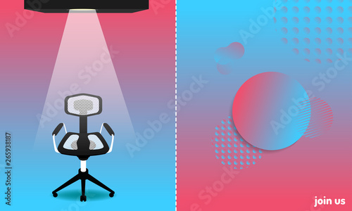 abstract colorful style. we hiring and new jobs team members. a chair for candidate. join us. vector illustration eps10