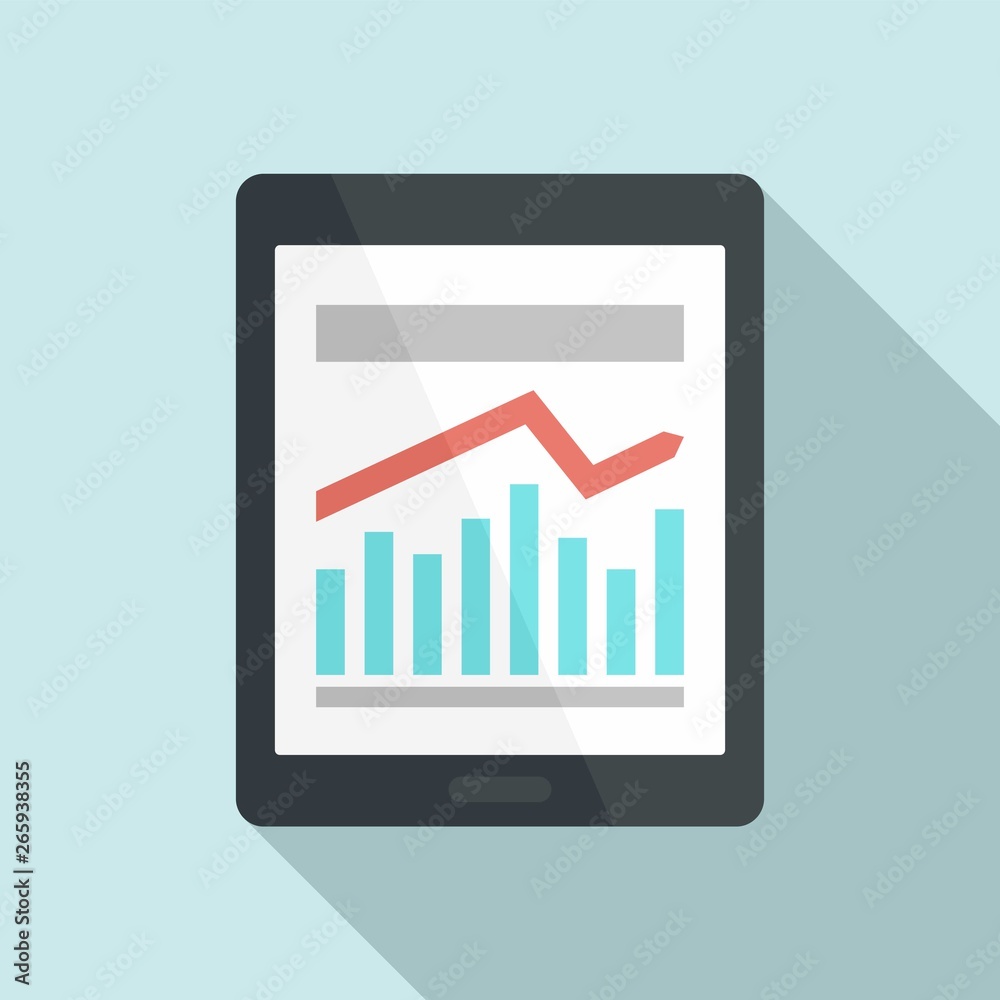 Management graph on tablet icon. Flat illustration of management graph on tablet vector icon for web design Management graph on tablet icon. Flat illustration of management graph on tablet vector icon for web design