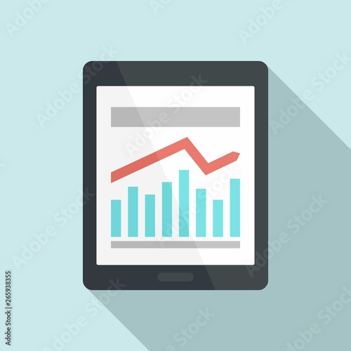 Management graph on tablet icon. Flat illustration of management graph on tablet vector icon for web design