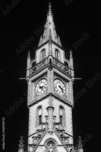Clock tower of the old post office building. Ghent, Belgium
