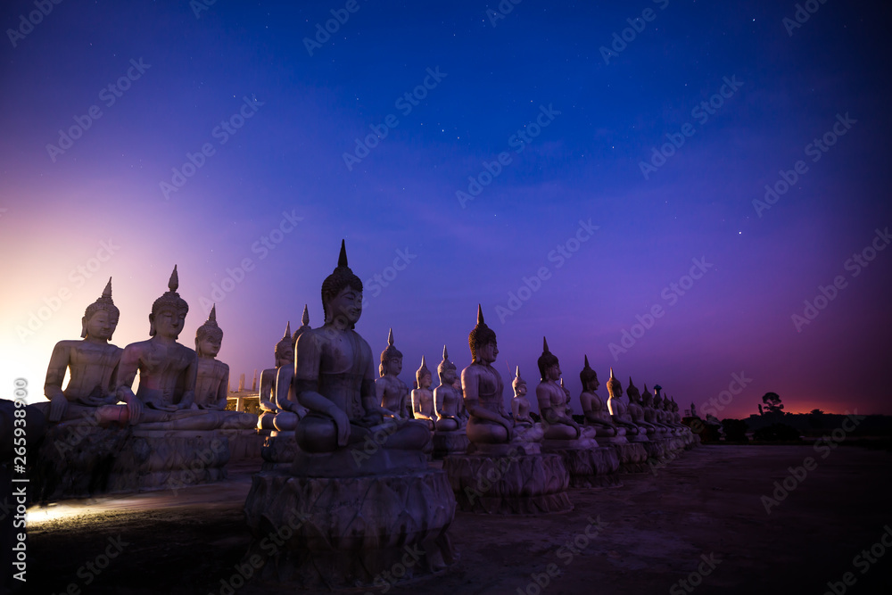 Big buddha statue landscape  with color of sky, public in Nakhon si thammarat province, Thailand.