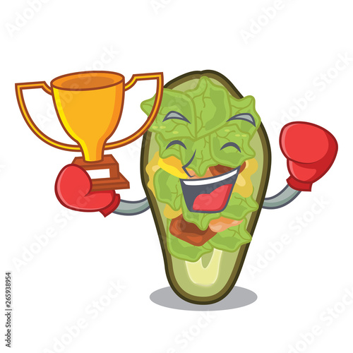 Boxing winner stuffed avocado in the mascot shape
