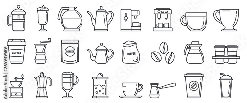 Stampa su tela Barista coffee icons set