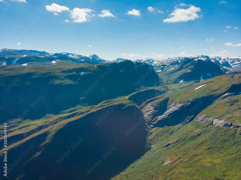 Aerial view. Mountains summer landscape, Norway