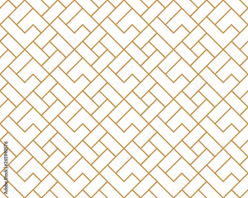 The geometric pattern with lines. Seamless vector background. White and gold texture. Graphic modern pattern. Simple lattice graphic design