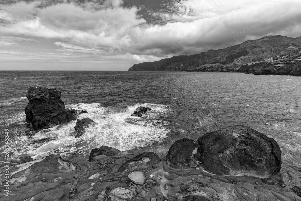 Black and White Ponta Delgada Coastline